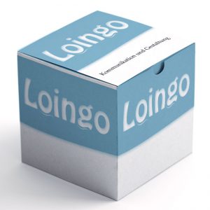 Box aus Karton mit Aufschrift Loingo