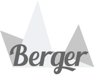 Logo-Entwurf von Loingo - Berger Schriftzug kombiniert mit stilisierten Bergen Berger-Logo als Wort-Bild-Marke
