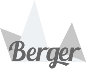 Logo-Entwurf von Loingo - Berger Schriftzug kombiniert mit stilisierten Bergen Berger-Logo als Wort-Bild-Marke